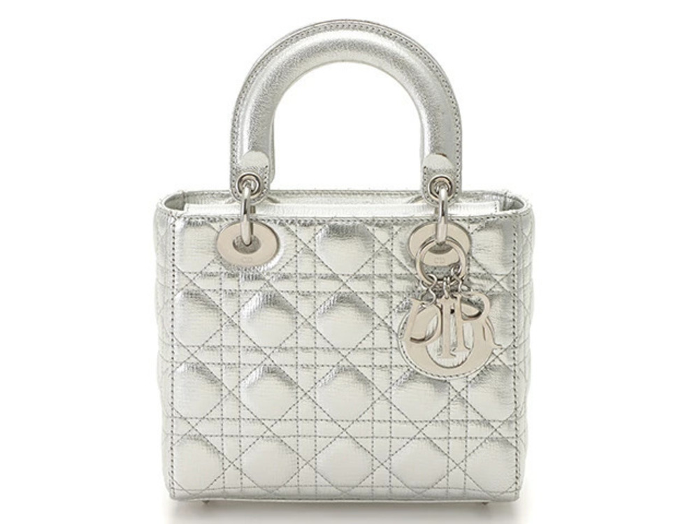 Christian Dior 2way Shoulder Bag Cannage My Lady silver leather JH